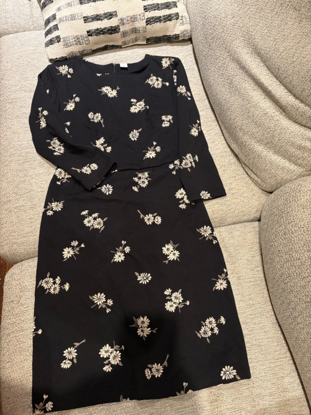 Old Navy Black Dress with Cream Daisy Print